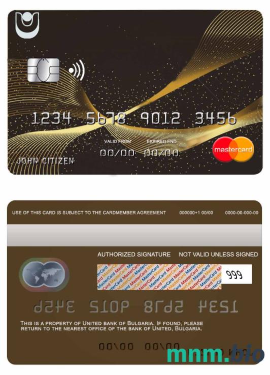 Bulgaria United bank przykład karty mastercard w formacie PSD